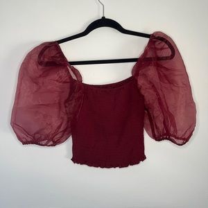 Puffed Sleeve Ruched Top